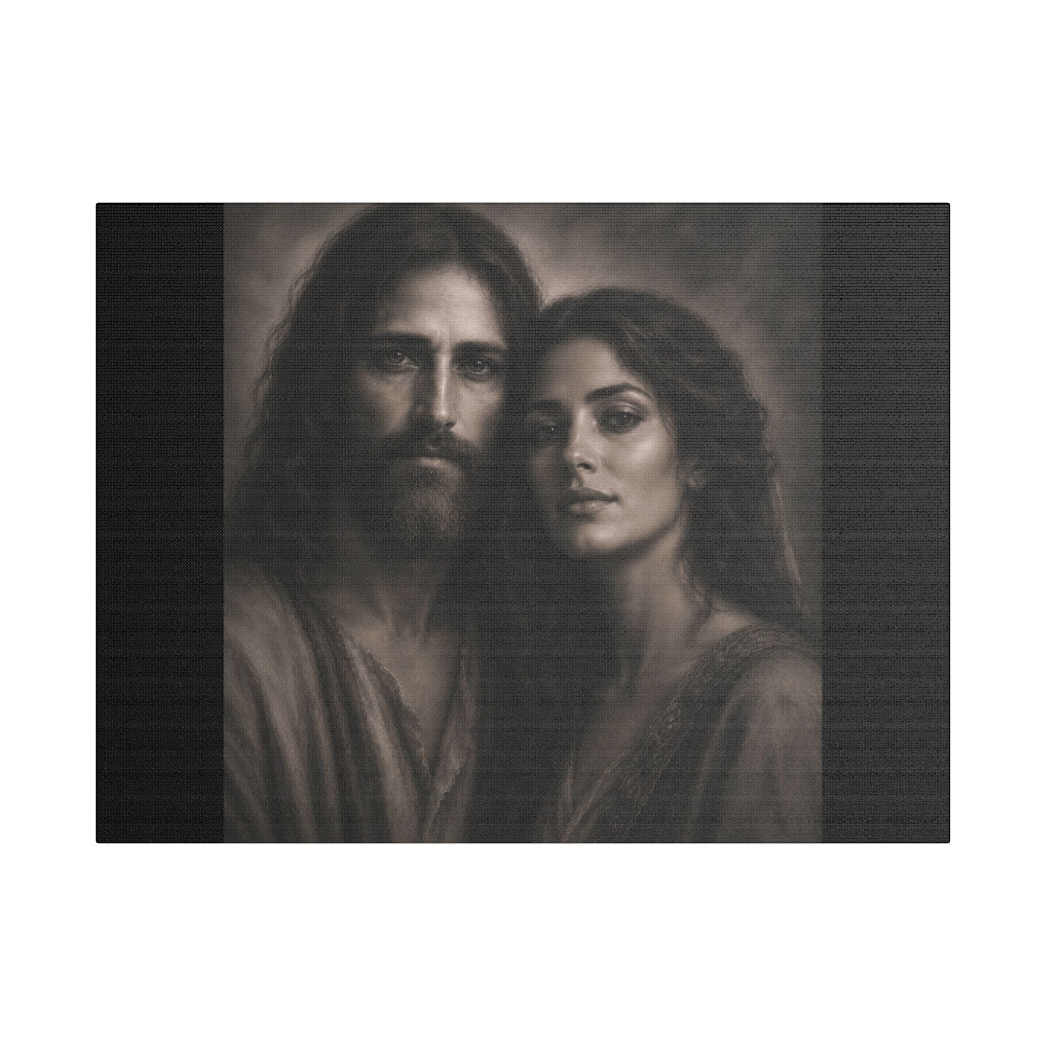 The Beloveds Portrait Satin Canvas Stretched | Couple Close-Up Wall Art
