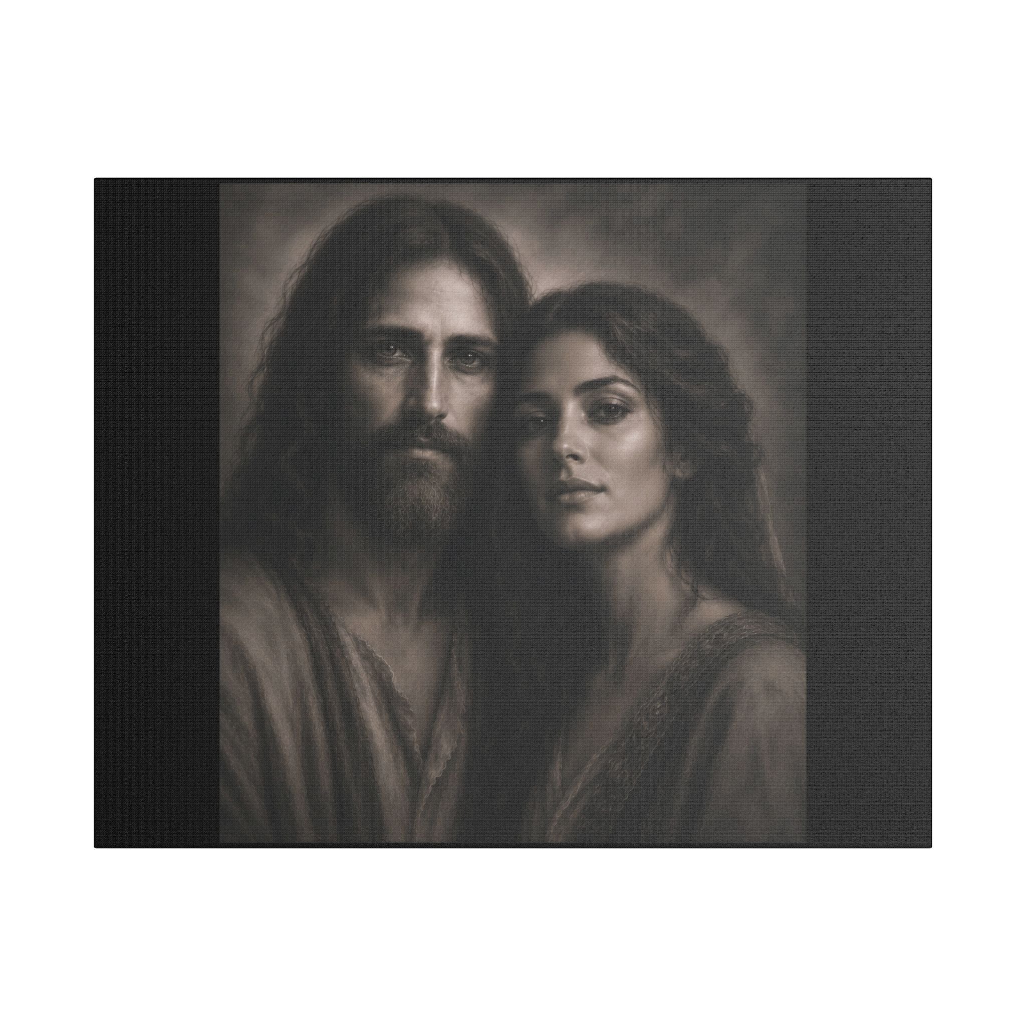 The Beloveds Portrait Satin Canvas Stretched | Couple Close-Up Wall Art