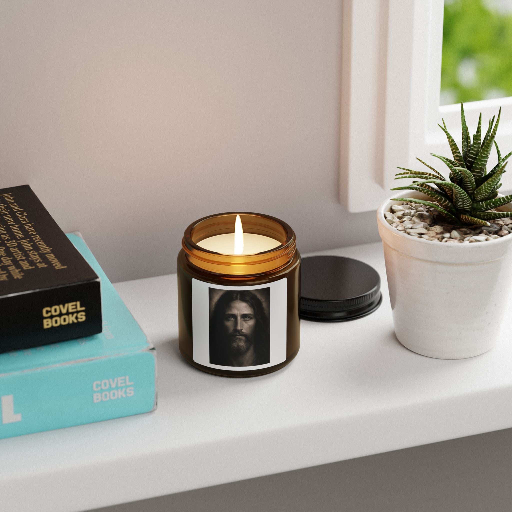 Yeshua Portrait Scented Candle — Amber Soy
