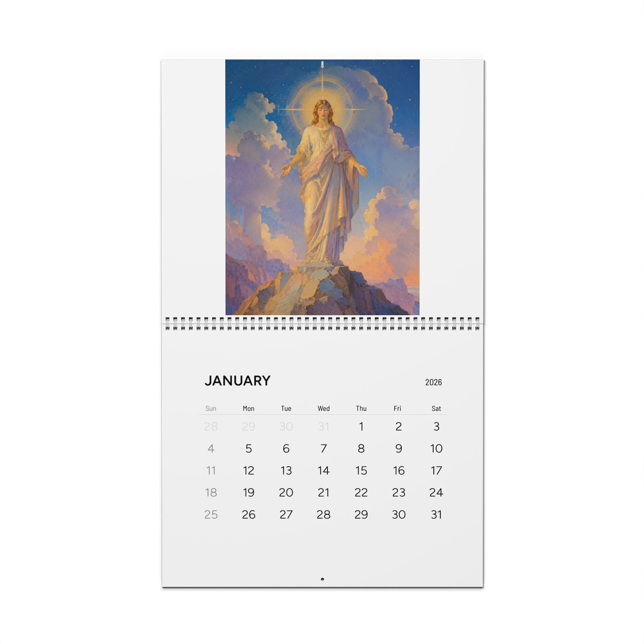 Hagiagraphia 2026 Wall Calendar | Simple Monthly Planner, Neutral Grid Layout