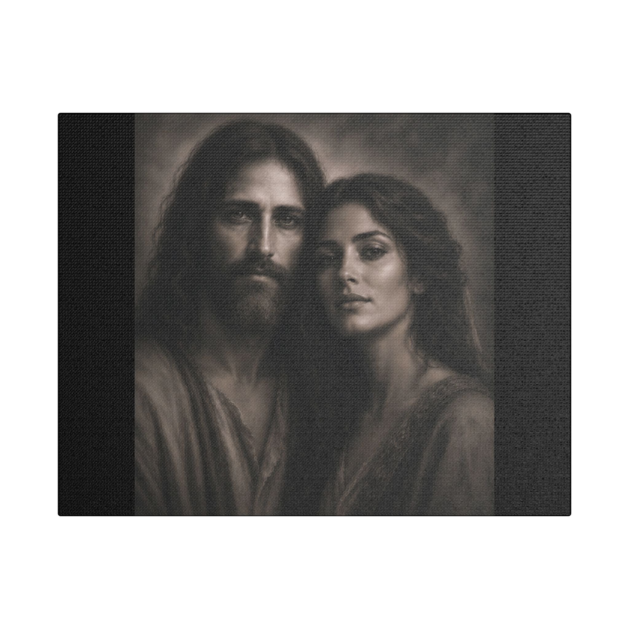 The Beloveds Portrait Satin Canvas Stretched | Couple Close-Up Wall Art